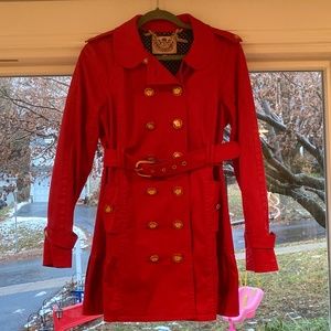Juicy Couture Red Trench Coat Size Medium